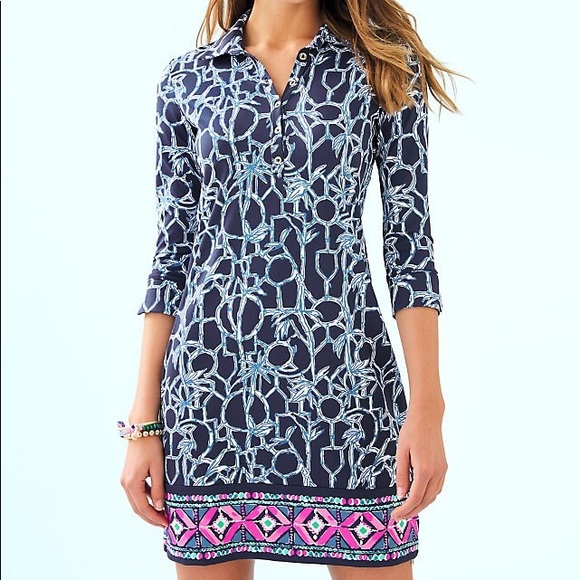Lilly Pulitzer UPF 50+ Ansley Polo Dress High Tide - Picture 4 of 8